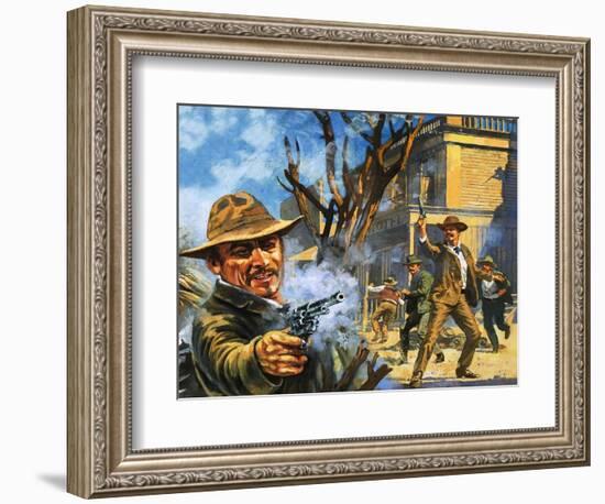 The Bloody Gunfight in the Town of Ingalls in 1893-Harry Green-Framed Giclee Print