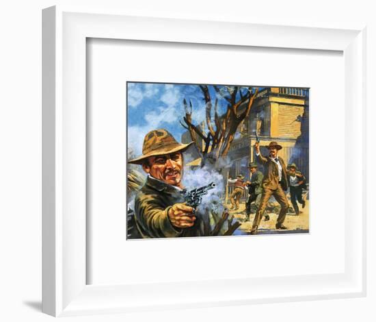 The Bloody Gunfight in the Town of Ingalls in 1893-Harry Green-Framed Giclee Print