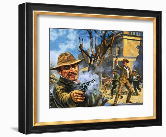 The Bloody Gunfight in the Town of Ingalls in 1893-Harry Green-Framed Giclee Print