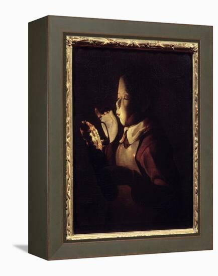 The Blower Has the Lamp. Painting by Georges De La Tour (1593-1652), 1640. Oil on Canvas. Dim: 0.61-Georges De La Tour-Framed Premier Image Canvas