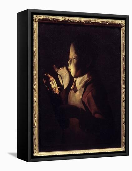 The Blower Has the Lamp. Painting by Georges De La Tour (1593-1652), 1640. Oil on Canvas. Dim: 0.61-Georges De La Tour-Framed Premier Image Canvas