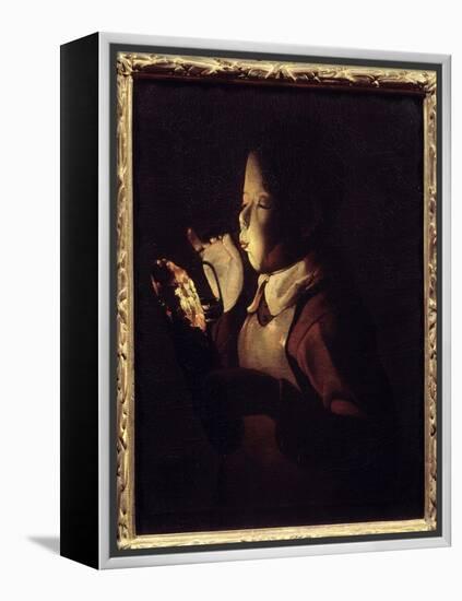 The Blower Has the Lamp. Painting by Georges De La Tour (1593-1652), 1640. Oil on Canvas. Dim: 0.61-Georges De La Tour-Framed Premier Image Canvas