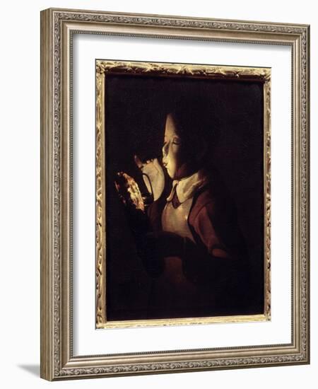 The Blower Has the Lamp. Painting by Georges De La Tour (1593-1652), 1640. Oil on Canvas. Dim: 0.61-Georges De La Tour-Framed Giclee Print