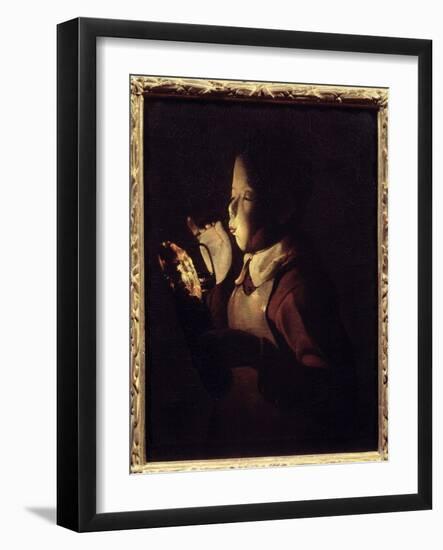 The Blower Has the Lamp. Painting by Georges De La Tour (1593-1652), 1640. Oil on Canvas. Dim: 0.61-Georges De La Tour-Framed Giclee Print