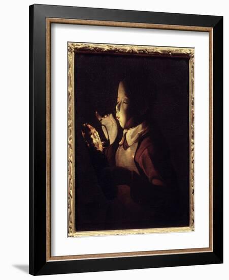 The Blower Has the Lamp. Painting by Georges De La Tour (1593-1652), 1640. Oil on Canvas. Dim: 0.61-Georges De La Tour-Framed Giclee Print