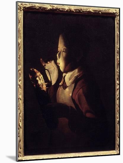 The Blower Has the Lamp. Painting by Georges De La Tour (1593-1652), 1640. Oil on Canvas. Dim: 0.61-Georges De La Tour-Mounted Giclee Print