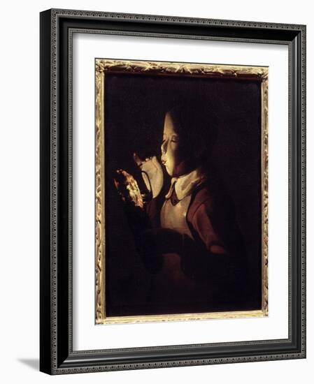 The Blower Has the Lamp. Painting by Georges De La Tour (1593-1652), 1640. Oil on Canvas. Dim: 0.61-Georges De La Tour-Framed Giclee Print