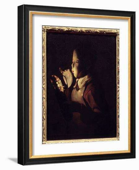 The Blower Has the Lamp. Painting by Georges De La Tour (1593-1652), 1640. Oil on Canvas. Dim: 0.61-Georges De La Tour-Framed Giclee Print