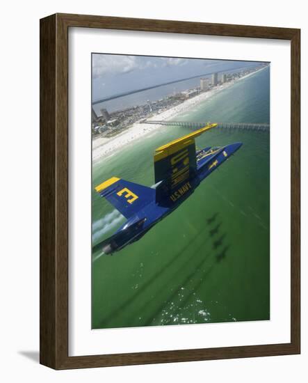 The Blue Angels Perform a Practice Flight Demonstration Over Florida-Stocktrek Images-Framed Photographic Print