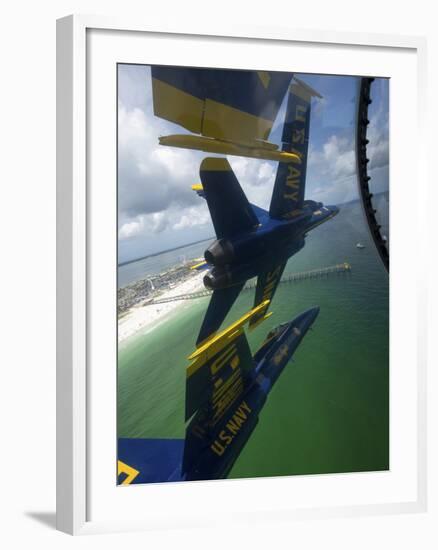 The Blue Angels Perform the Diamond 360 Maneuver Over Florida-Stocktrek Images-Framed Photographic Print