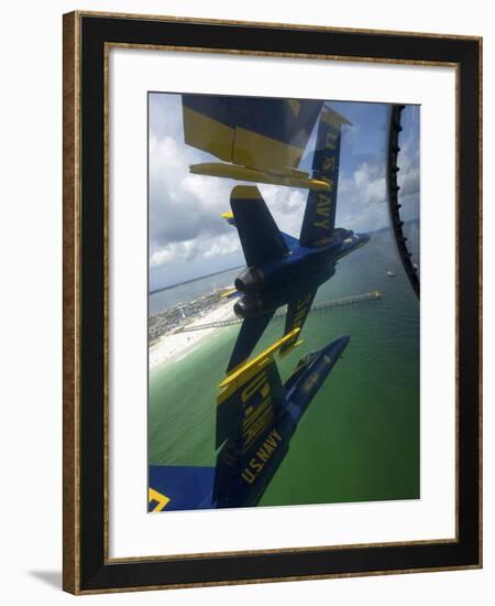 The Blue Angels Perform the Diamond 360 Maneuver Over Florida-Stocktrek Images-Framed Photographic Print