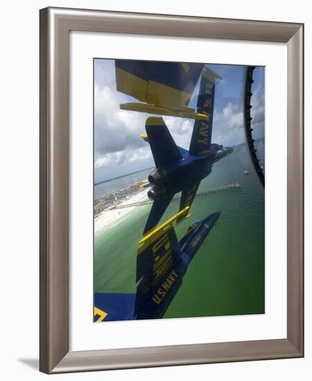 The Blue Angels Perform the Diamond 360 Maneuver Over Florida-Stocktrek Images-Framed Photographic Print