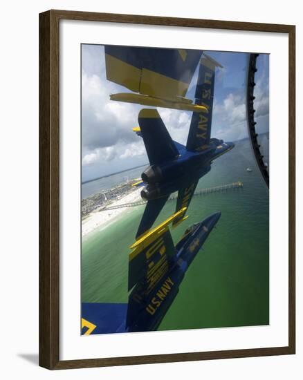 The Blue Angels Perform the Diamond 360 Maneuver Over Florida-Stocktrek Images-Framed Photographic Print