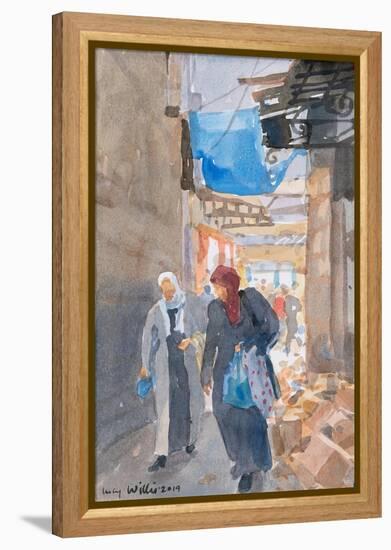 The Blue Awning by the Damascus Gate, Jerusalem, 2019 (W/C on Paper)-Lucy Willis-Framed Premier Image Canvas