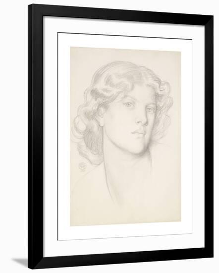 The Blue Bower - Female Head Study-Dante Gabriel Rossetti-Framed Premium Giclee Print