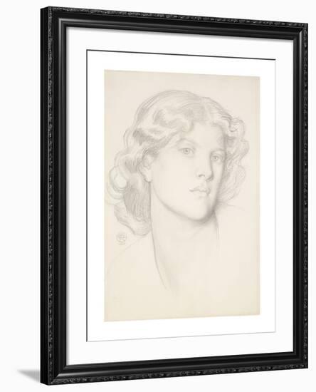 The Blue Bower - Female Head Study-Dante Gabriel Rossetti-Framed Premium Giclee Print