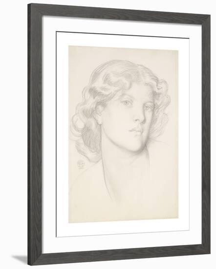 The Blue Bower - Female Head Study-Dante Gabriel Rossetti-Framed Premium Giclee Print