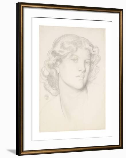 The Blue Bower - Female Head Study-Dante Gabriel Rossetti-Framed Premium Giclee Print