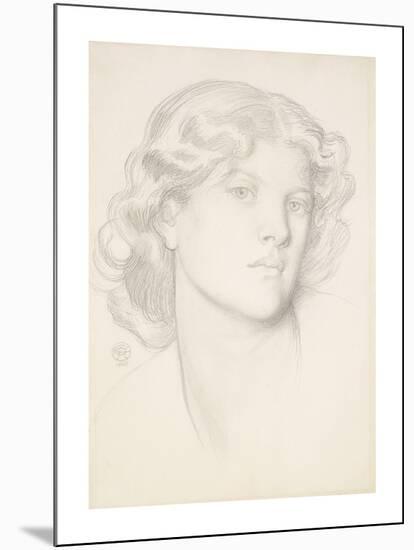 The Blue Bower - Female Head Study-Dante Gabriel Rossetti-Mounted Premium Giclee Print