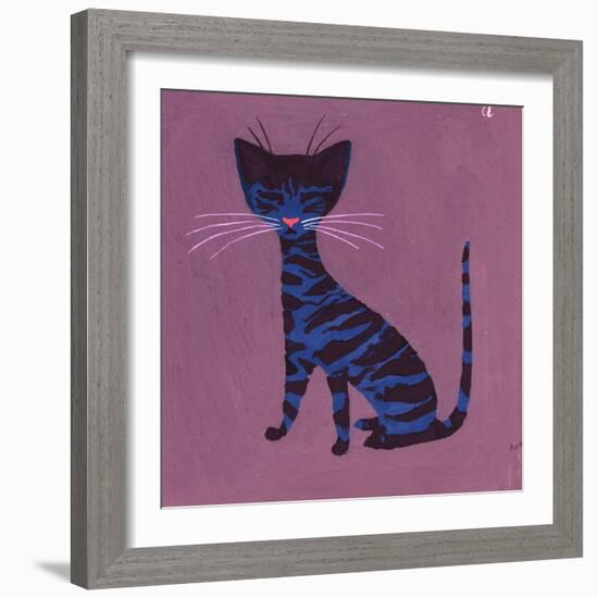 The Blue Cat, 1970s-George Adamson-Framed Giclee Print