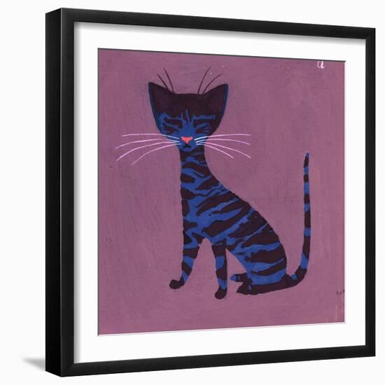 The Blue Cat, 1970s-George Adamson-Framed Giclee Print