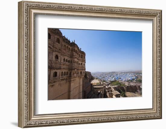 The Blue City of Jodhpur Seen from the Mehrangarh Fort, Jodhpur, Rajasthan, India, Asia-Alex Treadway-Framed Photographic Print