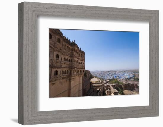 The Blue City of Jodhpur Seen from the Mehrangarh Fort, Jodhpur, Rajasthan, India, Asia-Alex Treadway-Framed Photographic Print