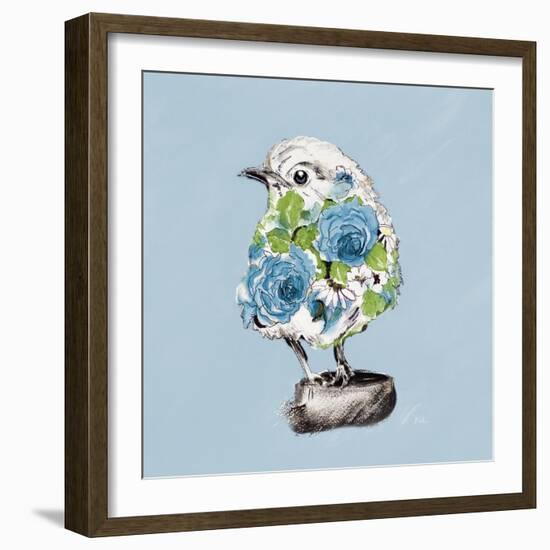 The Blue Floral Bird I-Patricia Pinto-Framed Art Print