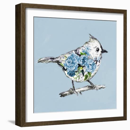 The Blue Floral Bird II-Patricia Pinto-Framed Art Print