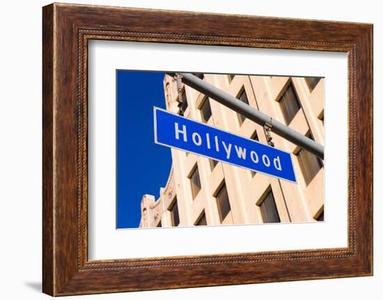 The Blue Hollywood Blvd. Street Sign-flippo-Framed Photographic Print