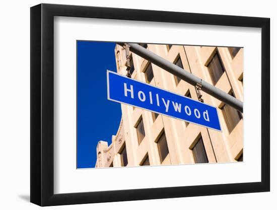 The Blue Hollywood Blvd. Street Sign-flippo-Framed Photographic Print