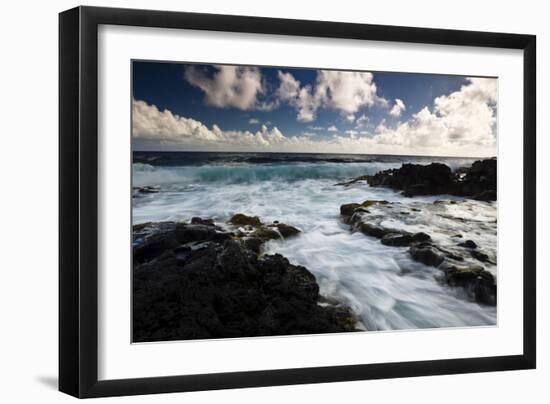 The Blue Hues Of The Pacific Ocean Wash In And Out Along Highway 137 On The Big Island Of Hawaii-Jay Goodrich-Framed Photographic Print