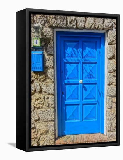 The Blue Mediterranean Door-Markus Bleichner-Framed Stretched Canvas