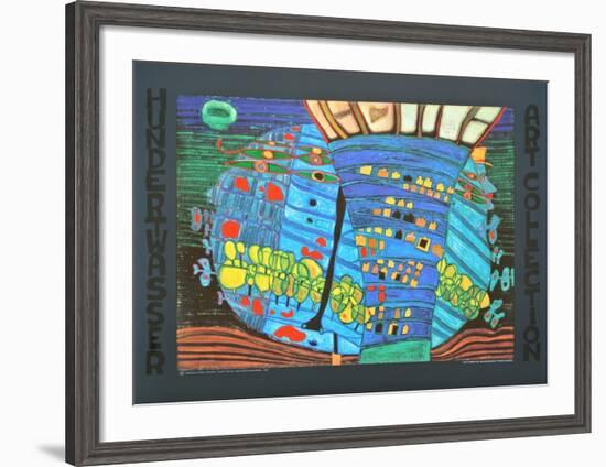 THE BLUE MOON - ATLANTIS - WALDVIERTEL , 1966-Friedensreich Hundertwasser-Framed Art Print