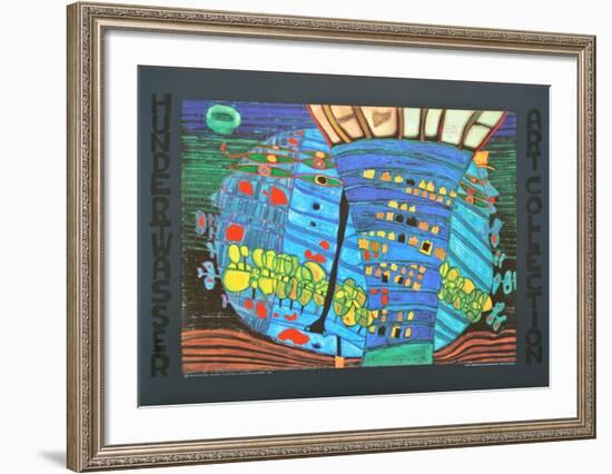 THE BLUE MOON - ATLANTIS - WALDVIERTEL , 1966-Friedensreich Hundertwasser-Framed Art Print