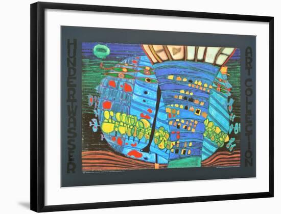 THE BLUE MOON - ATLANTIS - WALDVIERTEL , 1966-Friedensreich Hundertwasser-Framed Art Print