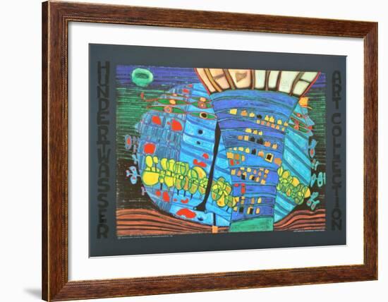 THE BLUE MOON - ATLANTIS - WALDVIERTEL , 1966-Friedensreich Hundertwasser-Framed Art Print