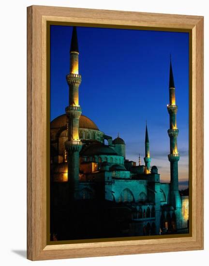 The Blue Mosque at Night, Istanbul, Turkey-Walter Bibikow-Framed Premier Image Canvas