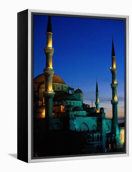 The Blue Mosque at Night, Istanbul, Turkey-Walter Bibikow-Framed Premier Image Canvas