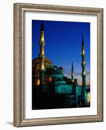 The Blue Mosque at Night, Istanbul, Turkey-Walter Bibikow-Framed Photographic Print