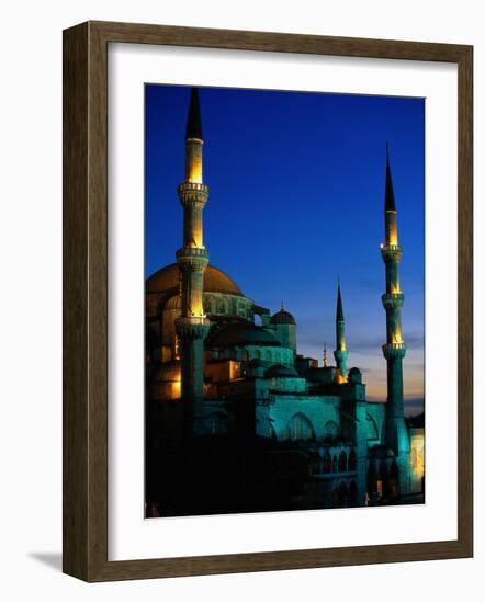 The Blue Mosque at Night, Istanbul, Turkey-Walter Bibikow-Framed Photographic Print