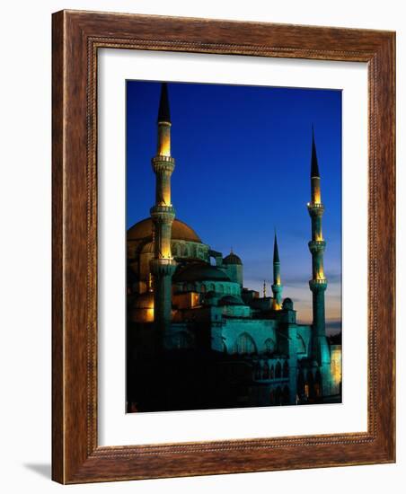 The Blue Mosque at Night, Istanbul, Turkey-Walter Bibikow-Framed Photographic Print