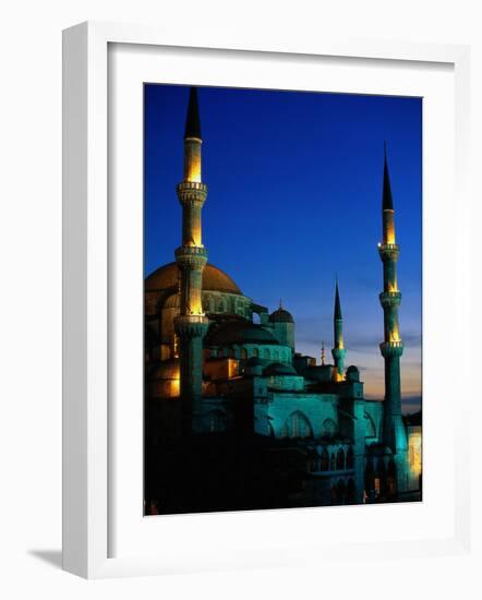 The Blue Mosque at Night, Istanbul, Turkey-Walter Bibikow-Framed Photographic Print