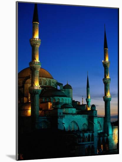 The Blue Mosque at Night, Istanbul, Turkey-Walter Bibikow-Mounted Photographic Print