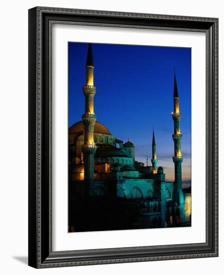 The Blue Mosque at Night, Istanbul, Turkey-Walter Bibikow-Framed Photographic Print