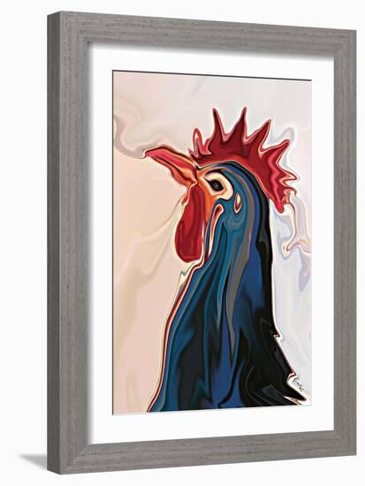 The Blue Rooster-Rabi Khan-Framed Art Print