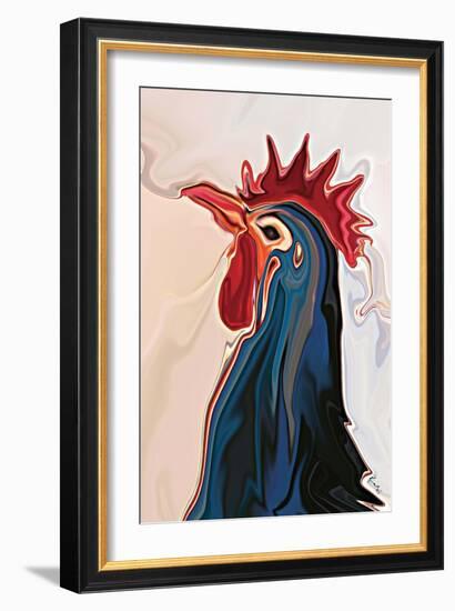 The Blue Rooster-Rabi Khan-Framed Art Print