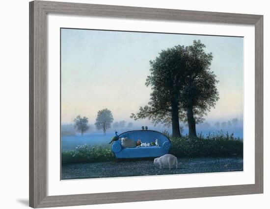 The Blue Sofa-Michael Sowa-Framed Art Print