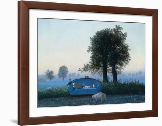 The Blue Sofa-Michael Sowa-Framed Art Print