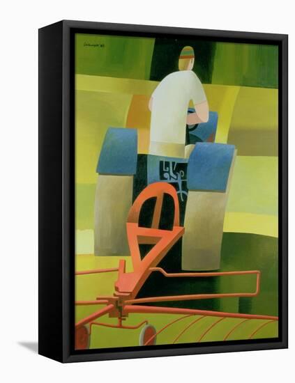 The Blue Tractor, 1984-Reg Cartwright-Framed Premier Image Canvas